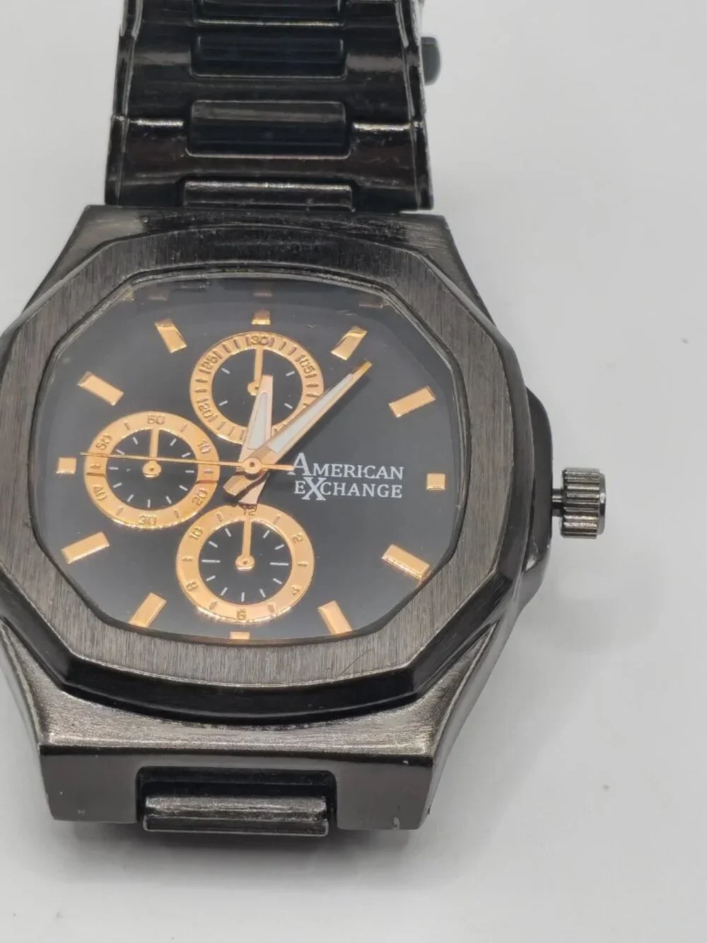 American Exchange Men's Black Watch & 4-Piece Bracelet Set